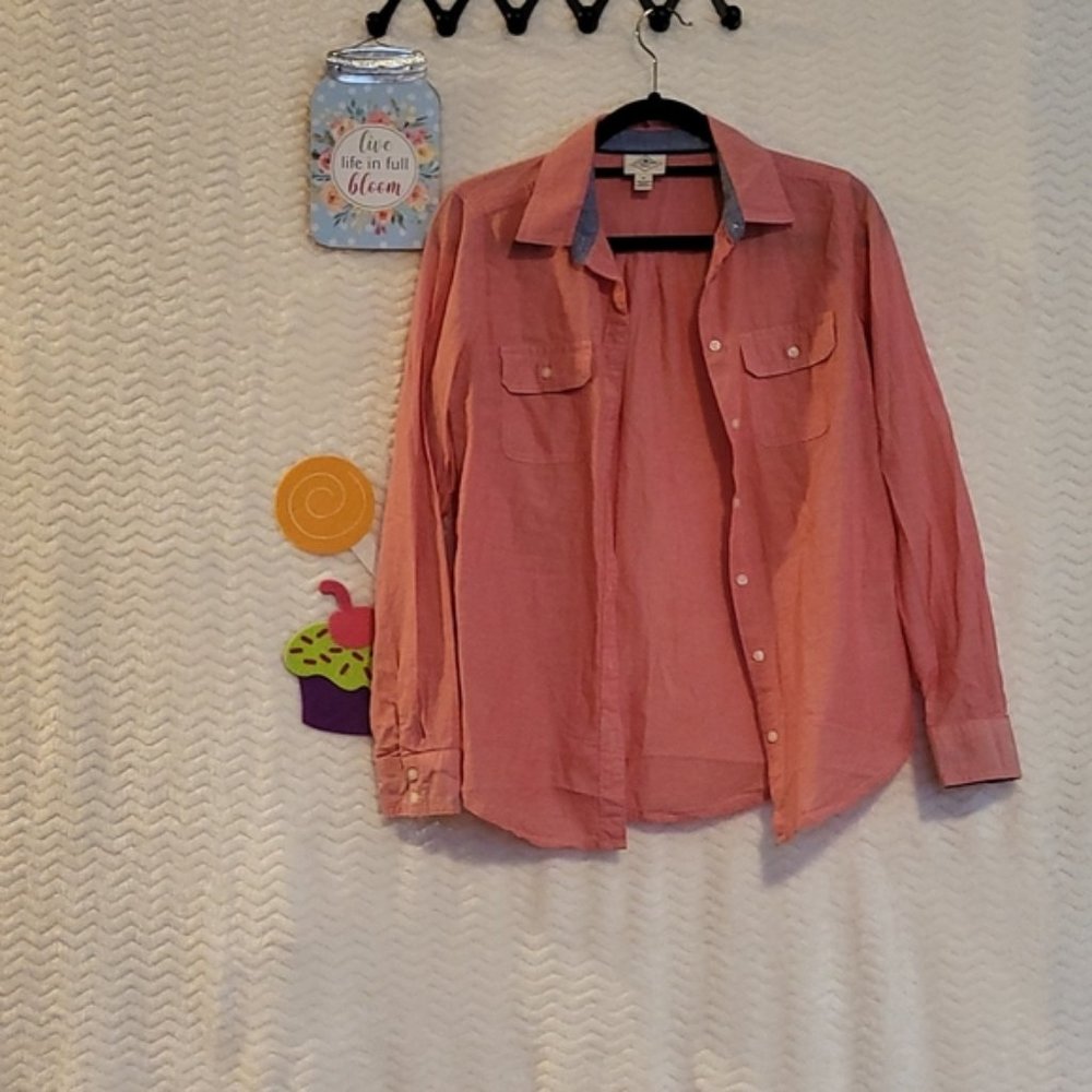 St. Johns Bay Women's pinstripe button down Size M